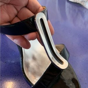 Alfani Black Patent Heel With Cool Stainless Accent Sz 11